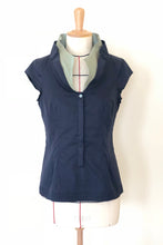 Capsule Collection 40 Double Collar Top "Navy Blue with a touch of Mint Green"