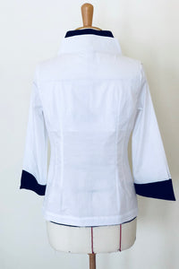 Capsule Collection 40 Double Collar Shirt "White with a touch of Navy Blue"